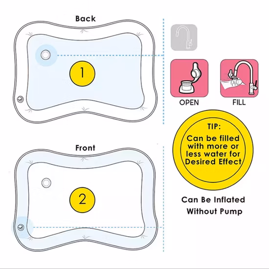 Tapete de jogo aquático dobrável para bebês, tapete inflável flutuante para barriga, à prova d'água para bebês